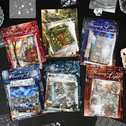 JIANWU Moment of Light Series Vintage Rain Snow Street Landscape Material Collage PET Sticker Creative DIY Journal Stationery