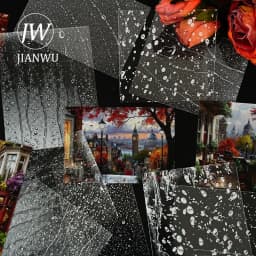 JIANWU Moment of Light Series Vintage Rain Snow Street Landscape Material Collage PET Sticker Creative DIY Journal Stationery