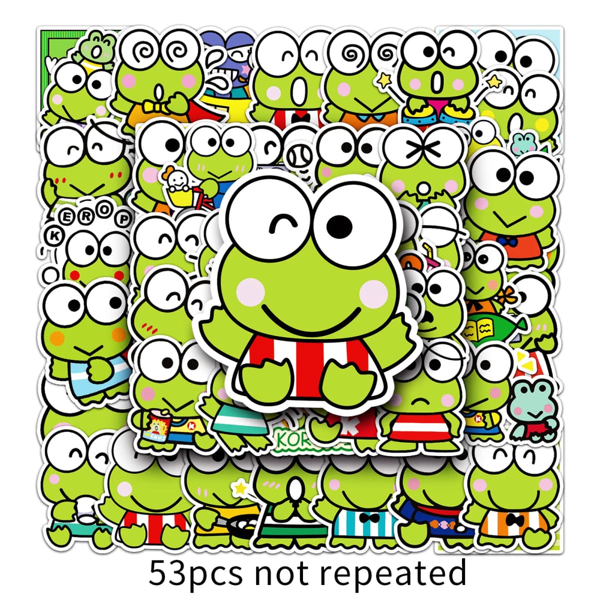 50PCS Cute Sanrio Keroppi Stickers Funny Frog Cartoon Kawaii DIY Toy Gift Waterproof Graffiti Decal for Laptop Phone Stickers