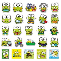 50PCS Cute Sanrio Keroppi Stickers Funny Frog Cartoon Kawaii DIY Toy Gift Waterproof Graffiti Decal for Laptop Phone Stickers
