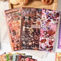 Retro Cute Y2K Food Cut Film Sticker Book 30/60 Pages DIY Journal Scrapbook Phone Case Decoration Japanese Stationery Stickers