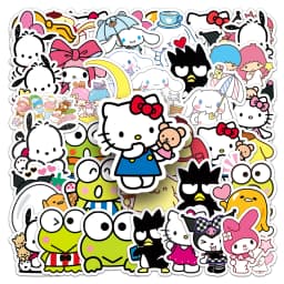 (50 Pieces) Cute Cartoon Sanrio Mix Graffiti Stickers Kawaii Pochacco Melody Kuromi Decals Luggage Phone Anime Sticker