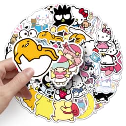 (50 Pieces) Cute Cartoon Sanrio Mix Graffiti Stickers Kawaii Pochacco Melody Kuromi Decals Luggage Phone Anime Sticker