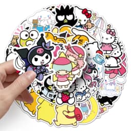 (50 Pieces) Cute Cartoon Sanrio Mix Graffiti Stickers Kawaii Pochacco Melody Kuromi Decals Luggage Phone Anime Sticker