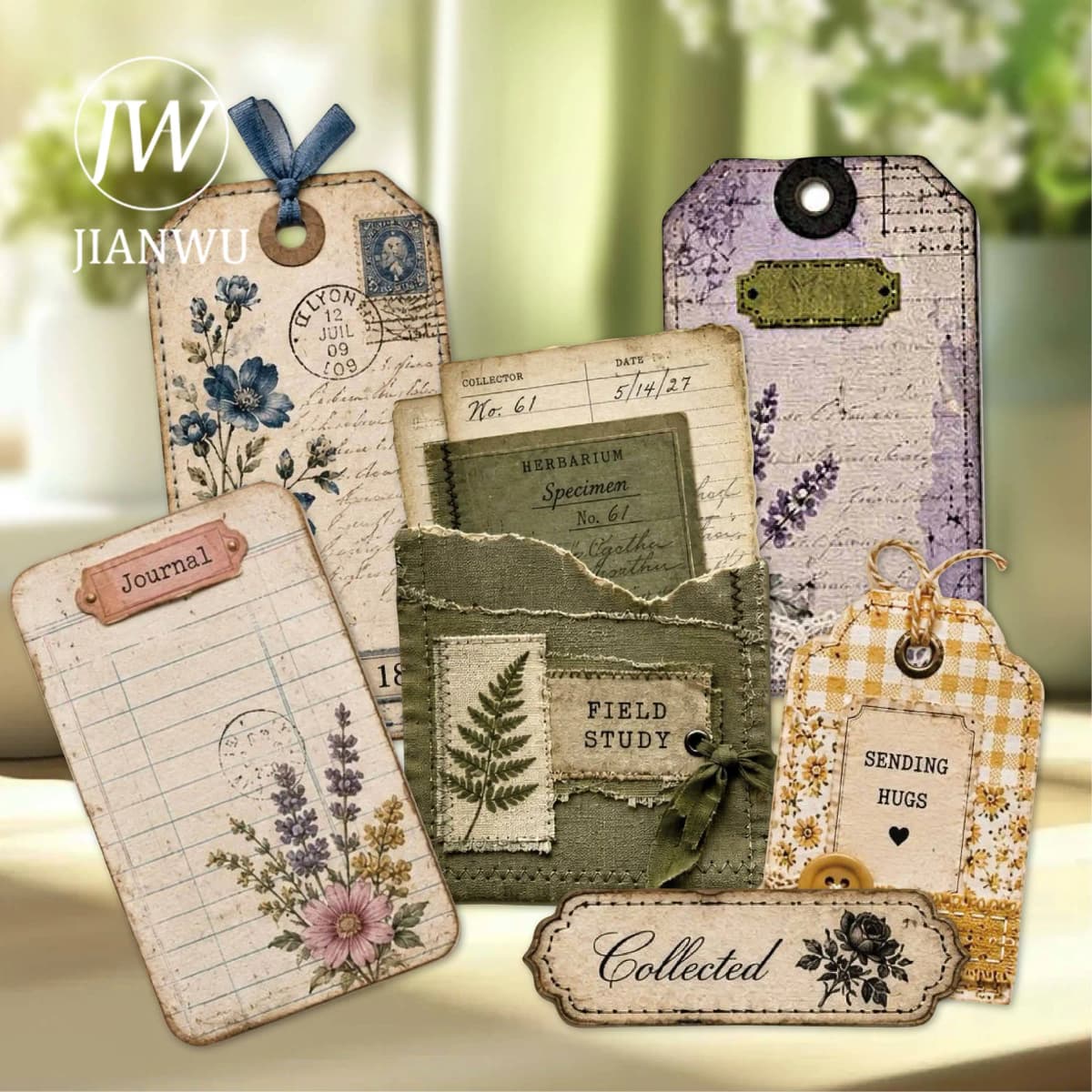 JIANWU Vintage Lace Plant Flower Label Landscape Material Collage Scrapbooking Sticker Creative DIY Journal Stationery