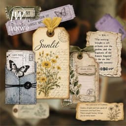 JIANWU Vintage Lace Plant Flower Label Landscape Material Collage Scrapbooking Sticker Creative DIY Journal Stationery