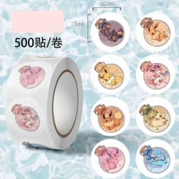 500pcs/Roll Cartoon Stickers Kawaii Anime Eevee DIY Pvc Laptop Decals Decoration Stiker Children Reward Toy Girl Gift