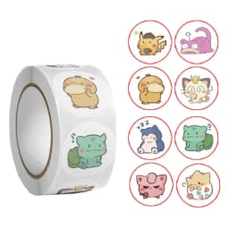 500pcs/Roll Cartoon Stickers Kawaii Anime Eevee DIY Pvc Laptop Decals Decoration Stiker Children Reward Toy Girl Gift