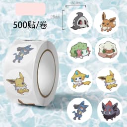 500pcs/Roll Cartoon Stickers Kawaii Anime Eevee DIY Pvc Laptop Decals Decoration Stiker Children Reward Toy Girl Gift