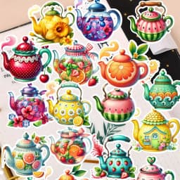 18pcs Creative Self-made Fruit Flower Tea Kettle Scrapbooking Stickers/decorative /DIY Craft Photo Albums Planner Stickers