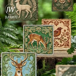 JIANWU Vintage Baroque Relief Flower Animal Landscape Material Collage Scrapbooking Sticker Creative DIY Journal Stationery
