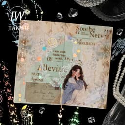 JIANWU Moonlight Tadal Night Series Vintage Star Flower Chain Landscape Material Collage PET Sticker Creative Journal Stationery