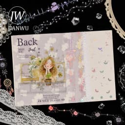JIANWU Moonlight Tadal Night Series Vintage Star Flower Chain Landscape Material Collage PET Sticker Creative Journal Stationery
