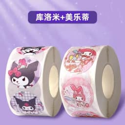 Sanrio Kuromi Stickers, Waterproof Roll Paper Stickers, Cinnamon Dog and My Melody Cartoon Waterproof Stickers