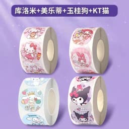 Sanrio Kuromi Stickers, Waterproof Roll Paper Stickers, Cinnamon Dog and My Melody Cartoon Waterproof Stickers