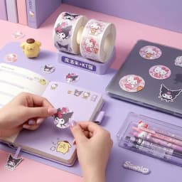 Sanrio Kuromi Stickers, Waterproof Roll Paper Stickers, Cinnamon Dog and My Melody Cartoon Waterproof Stickers