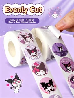 Sanrio Kuromi Stickers, Waterproof Roll Paper Stickers, Cinnamon Dog and My Melody Cartoon Waterproof Stickers
