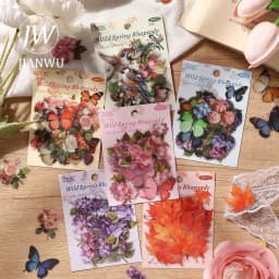 JIANWU Vintage Butterfly Flower Birds Maple Leaf Landscape Material Collage Scrapbooking PET Sticker Creative Journal Stationery