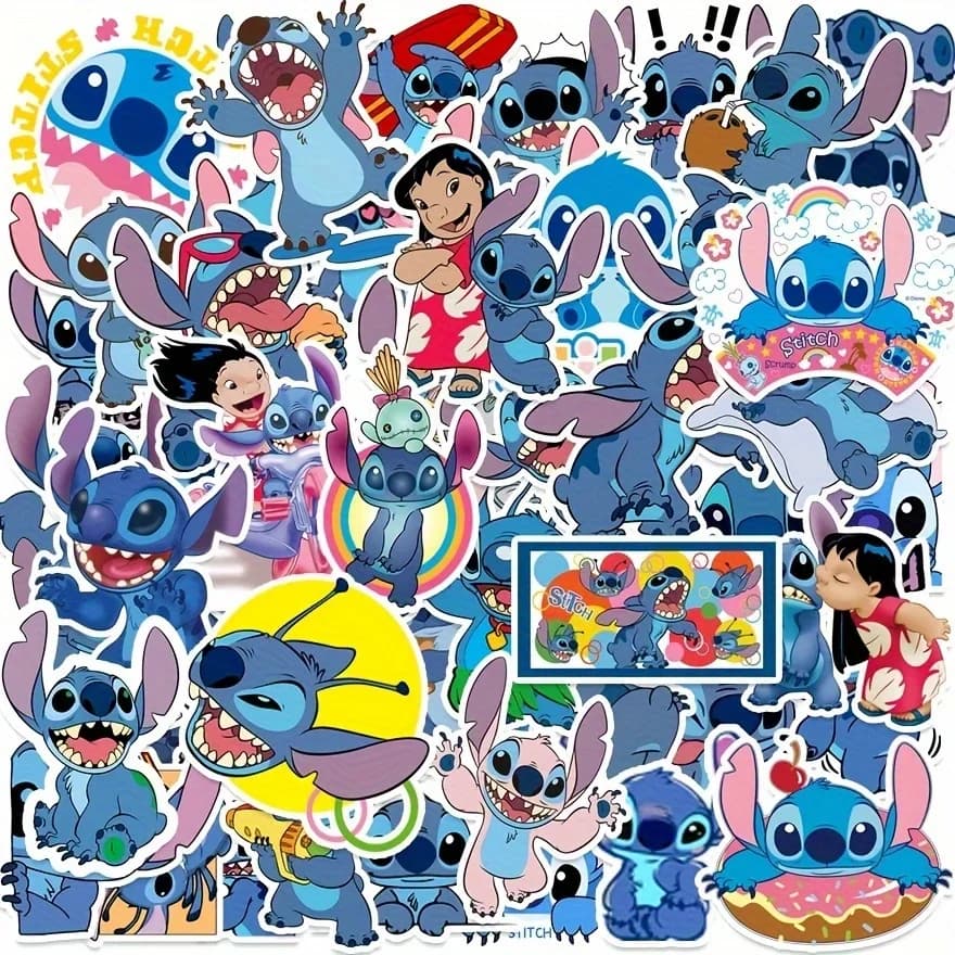 50pcs Disney Cute Stitch Stickers, Cartoon Decoration, Suitable for Laptops, Suitcases, Phones, and Water Bottles