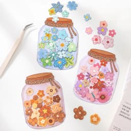 Journal GO Mini Flower Hard Card Sticker Set 90 Sheets of Floral & Plaid Patterns for Journaling Scrapbooking and DIY Crafts