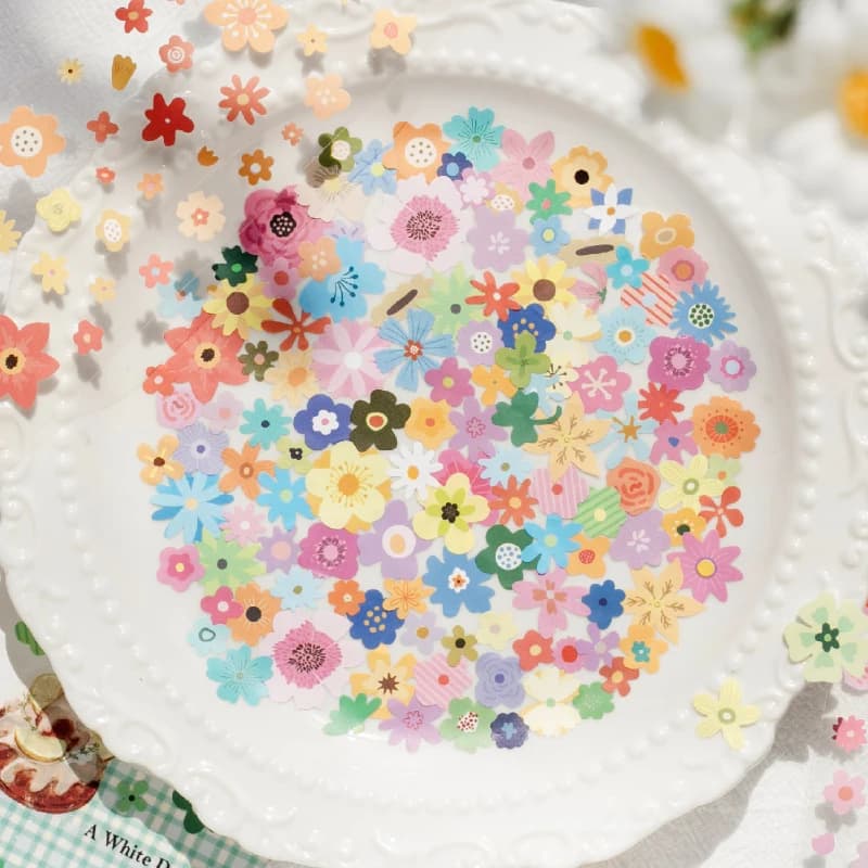 Journal GO 5cmx2m Small Flower Tale Tape Stickers for Collage Junk Journal Scrapbooking Decoration Tiny Floral Stickers