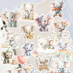 1 Set Watercolor Cute Kawaii Kindergarten Elephant Stickers DIY Diary Decoration Album Style Stationery Journal Supplies
