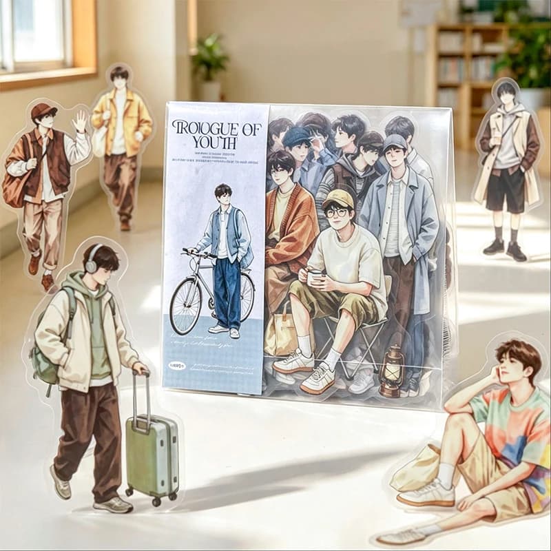 Journal GO 100pcs Youth Boys PET Sticker Set Fashion Guy Characters Decals for Journaling Card Scrapbooking and DIY Crafts