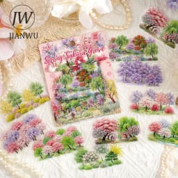 JIANWU Vintage Seasons Forest Tree Landscape Material Collage Scrapbooking PET Sticker Creative DIY Journal Stationery