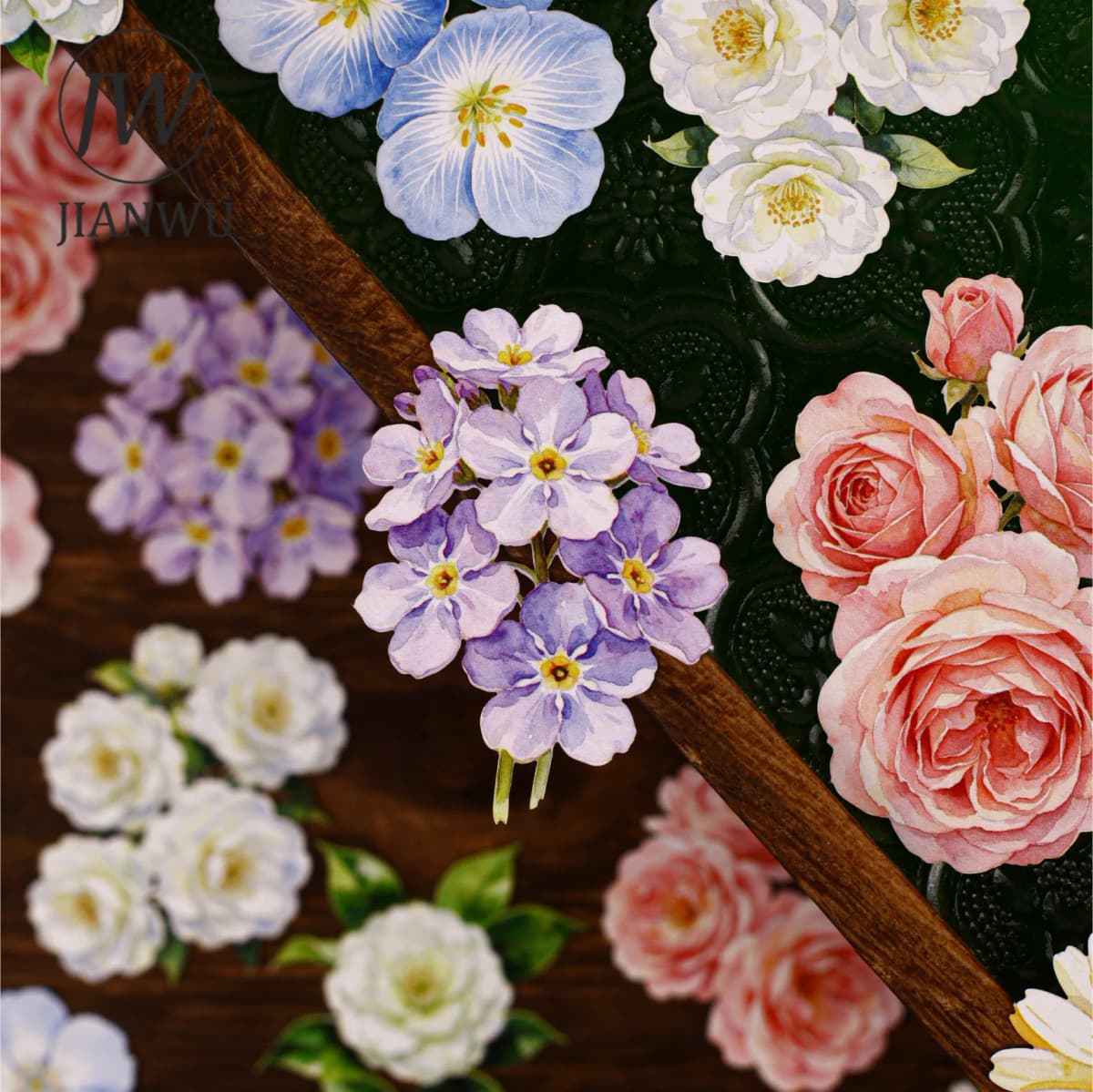 JIANWU Vintage Flower Bloom Landscape Material Collage Scrapbooking Sticker Creative DIY Journal Stationery