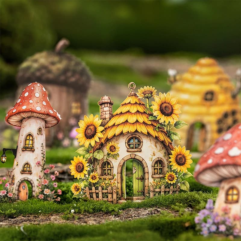 Journal GO 10pcs Fairy Tale Forest House Stickers, Vintage Mushroom Teapot Cottage Decal for Scrapbooking Journaling & Craft DIY
