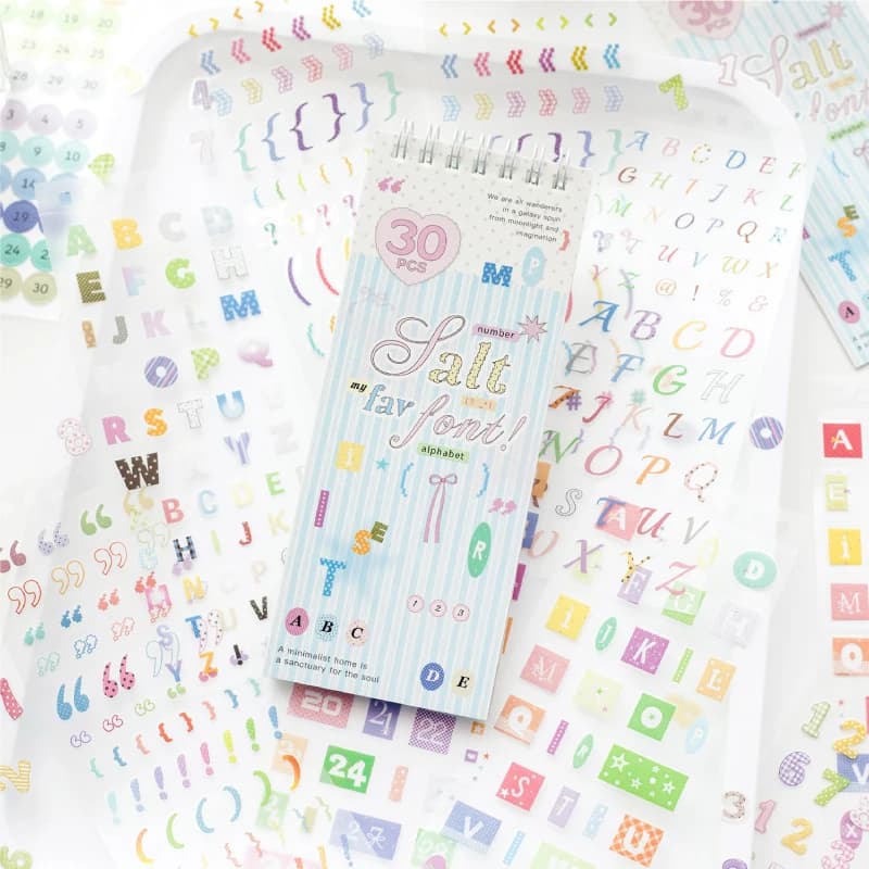 Journal GO 30pcs Matte PET Alphabet & Number Stickers Pastel Letter Decals for Scrapbooking Card Journaling & DIY Crafts