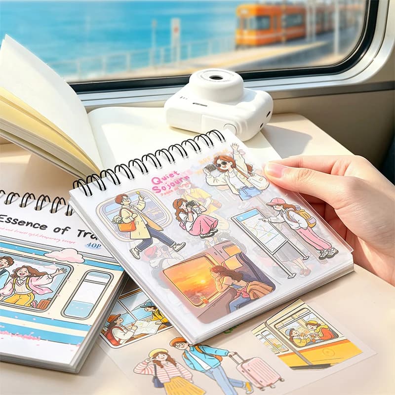 Journal GO Travel Theme Spiral Sticker Book Journey Character & Scene Decals for Journaling Scrapbooking & Planners