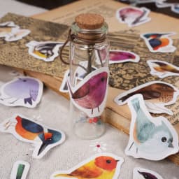 46Pcs Kawaii Little Bird Chirp Cartoon Animal Hand Account DIY Stickers Cute Stationery for Students Box Labels