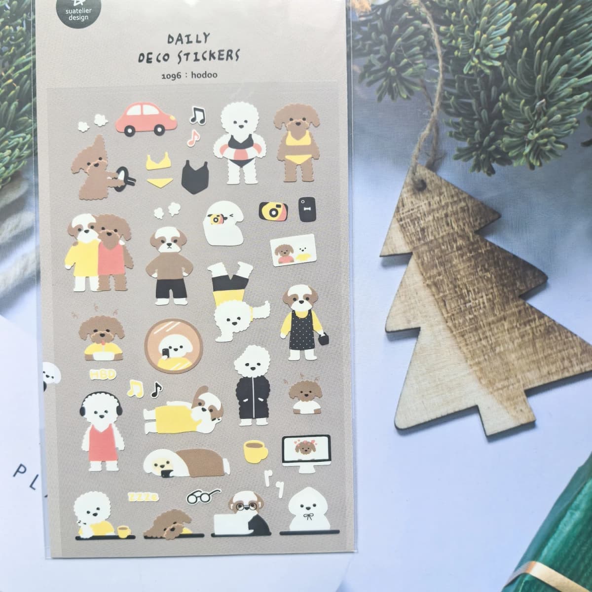 Korean Import Suatelier Teddy Puppy Decorative Stationery Stickers Scrapbooking DIY Diary School Supplies 1096