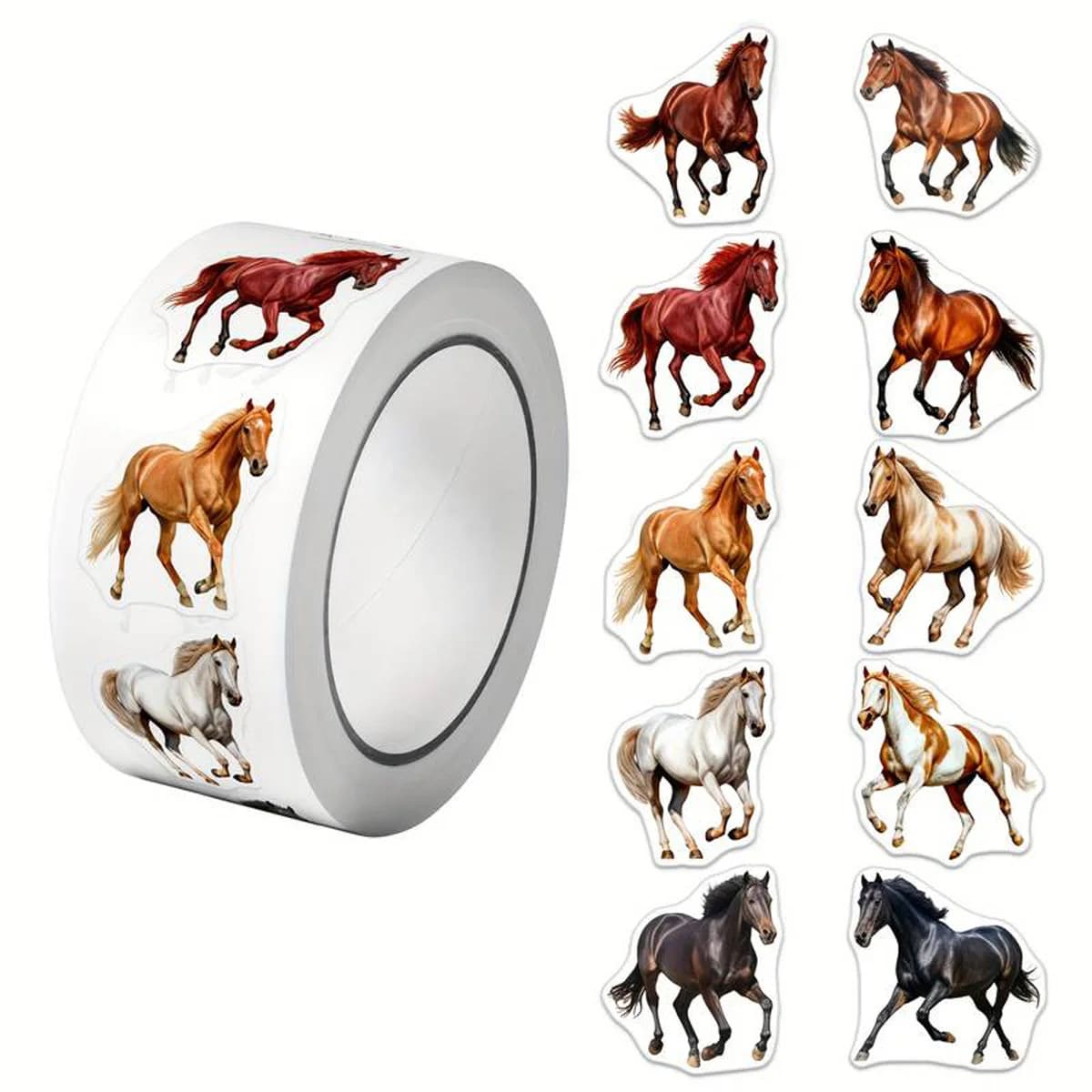 500Pcs /1 Rolls 2.5cm/1inch Running Ggalloping Horse Shaped Sticker Decoration Gift Box Sticker Label Stationery Sticker