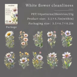 JIANWU 20 Sheets Floral Scent Series Vintage Flower Landscaping Material Collage PET Sticker Creative DIY Journal Stationery