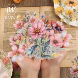 JIANWU 20 Sheets Floral Scent Series Vintage Flower Landscaping Material Collage PET Sticker Creative DIY Journal Stationery