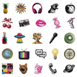 10/30/50pcs Retro Millennium Pop Art Stickers Ins Style Aesthetic Sticker DIY Suitcase Phone Notebook Cartoon Transparent Decals