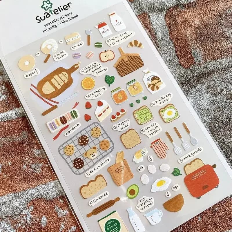 Korean Import Original Suatelier I Like Bread Baking Nylon Decorative Stationery Stickers Scrapbooking DIY Diary Album Stick