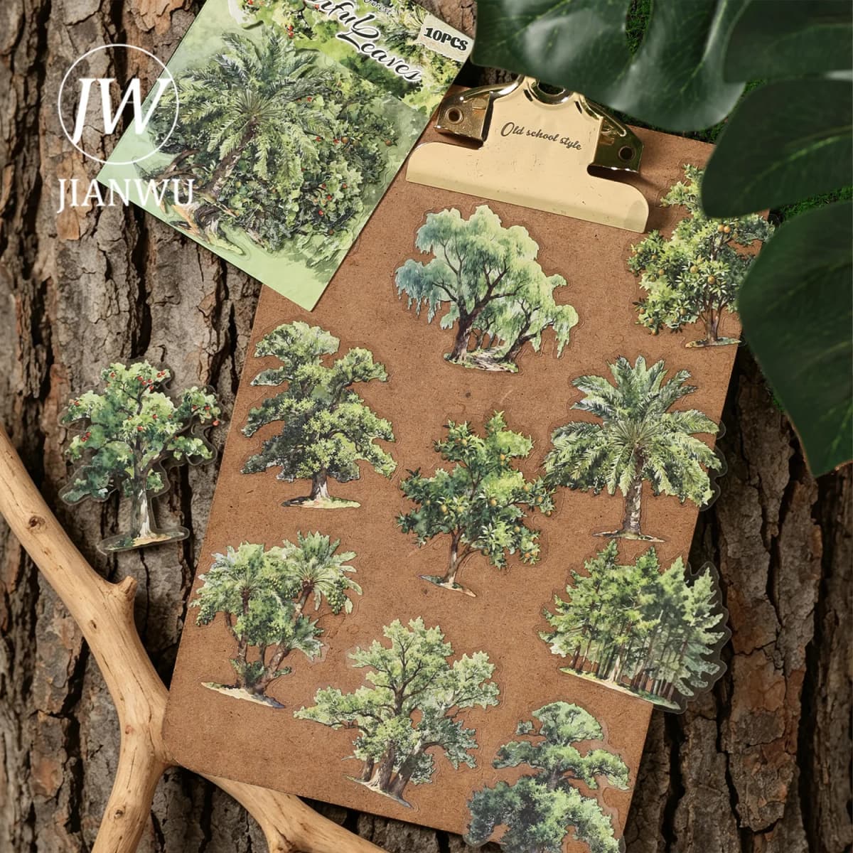 JIANWU Vintage Tree Landscape Material Collage Scrapbooking PET Sticker Creative DIY Journal Stationery