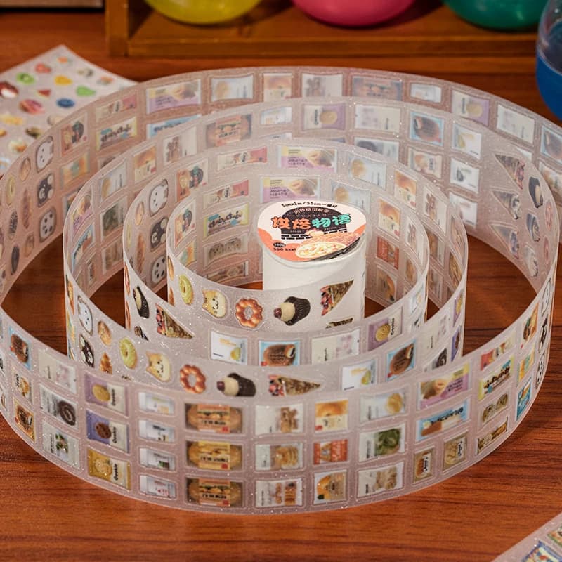 5cm * 200cm/roll Japanese cuisine series flash sand die-cutting PET tape DIY handmade materials scrapbook aesthetic stationery