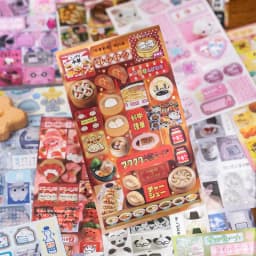 20 Pcs Kawaii Japanese Showa style cuisine glitter film die-cutting sticker book DIY handmade scrapbook aesthetic stationery