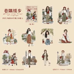 15Pcs Year of the Rabbit Chang'An Series Leisurely Girl Pattern Pet Decorative Stickers for Albums, Phone Cases, Laptops, Handmade Scrapbooks, Children's Stickers, Student Stationery, Small Gifts, Girl Stickers