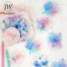 JIANWU Brilliant Series Literary Flower Watercolor Smudge Material Collage PET Sticker Creative DIY Journal Stationery