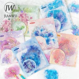 JIANWU Brilliant Series Literary Flower Watercolor Smudge Material Collage PET Sticker Creative DIY Journal Stationery