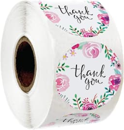 100-500PCS 1inch Round Flower Thank You Stickers Seal Labels for Gift Packaging Decoration Stationery Sticker Custom Labels