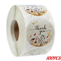 100-500PCS 1inch Round Flower Thank You Stickers Seal Labels for Gift Packaging Decoration Stationery Sticker Custom Labels