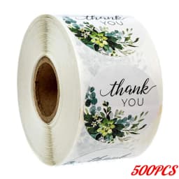 100-500PCS 1inch Round Flower Thank You Stickers Seal Labels for Gift Packaging Decoration Stationery Sticker Custom Labels