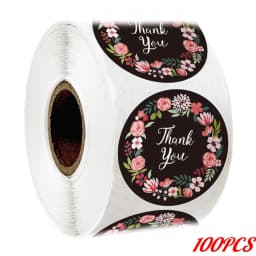 100-500PCS 1inch Round Flower Thank You Stickers Seal Labels for Gift Packaging Decoration Stationery Sticker Custom Labels
