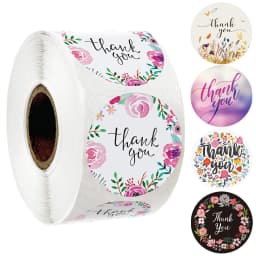 100-500PCS 1inch Round Flower Thank You Stickers Seal Labels for Gift Packaging Decoration Stationery Sticker Custom Labels
